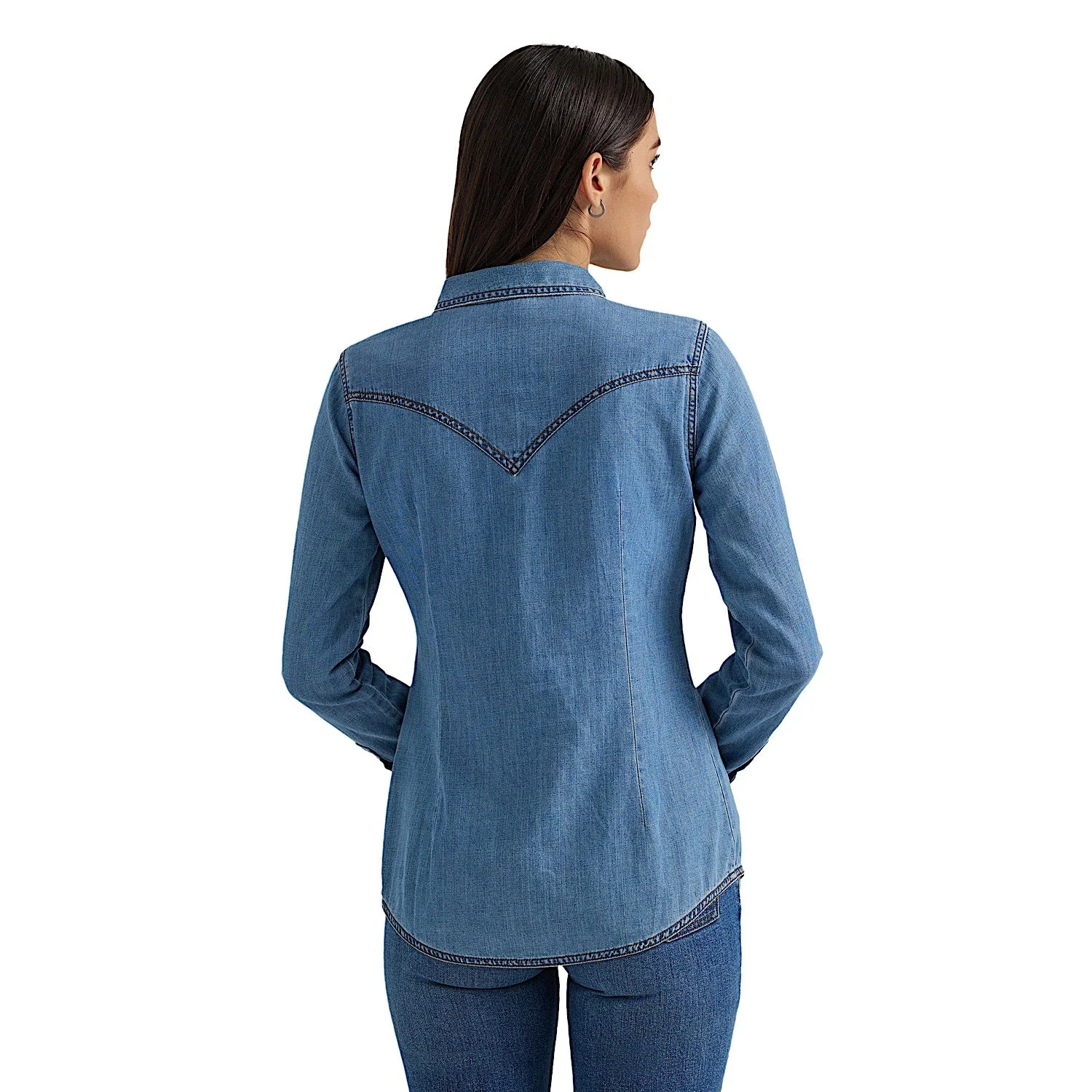 Wrangler Women's Classic Fit Denim Shirt - Mid Denim - Image 2