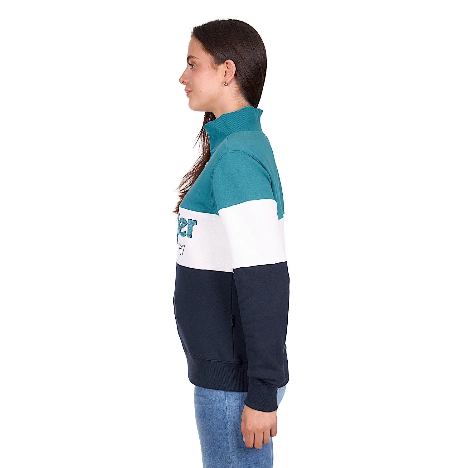 Wrangler Women's Dana 1/4 Zip Pullover - Navy/Teal - Image 3