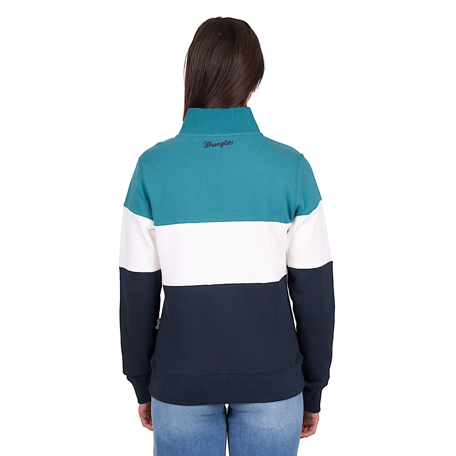 Wrangler Women's Dana 1/4 Zip Pullover - Navy/Teal - Image 4