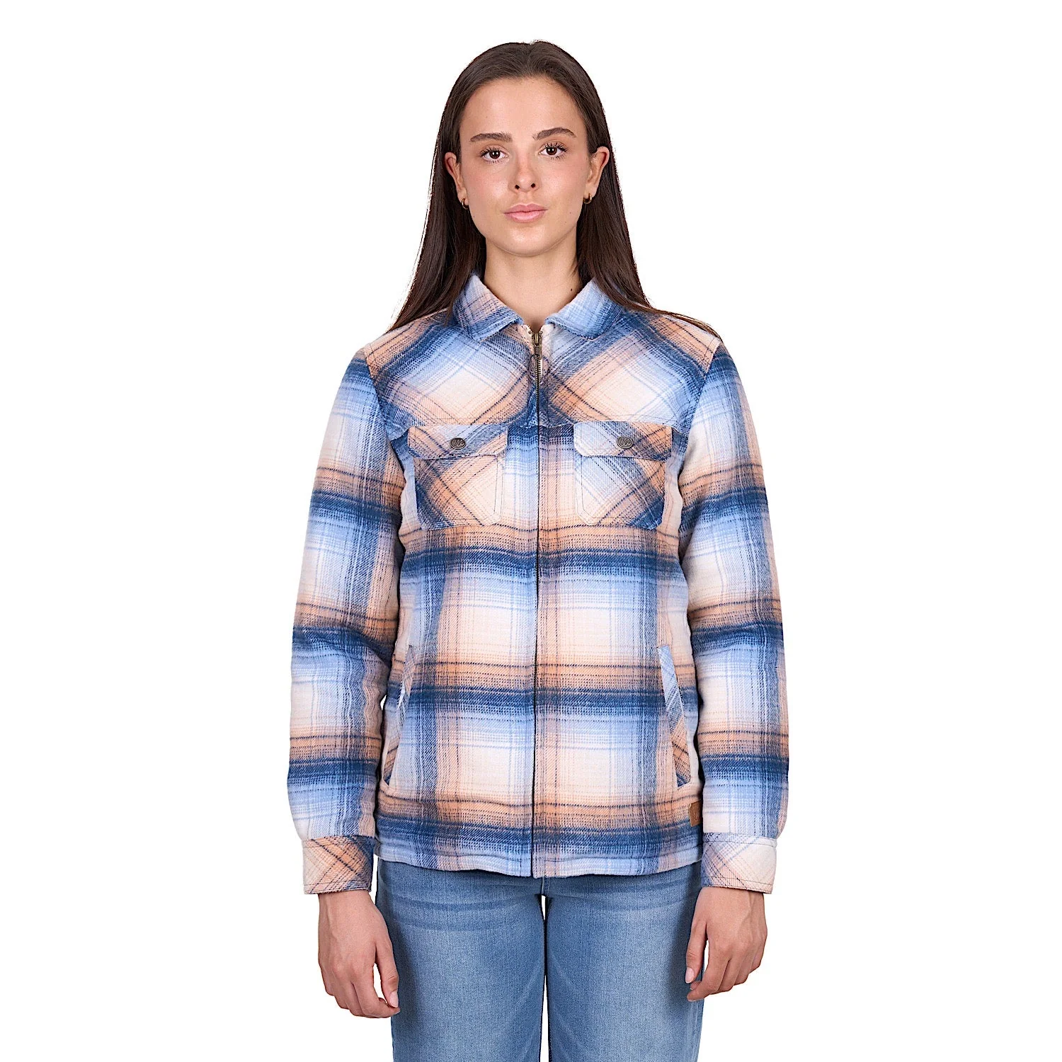 Wrangler Women's Darla Shirt Jacket - Blue/Clay - Image 2
