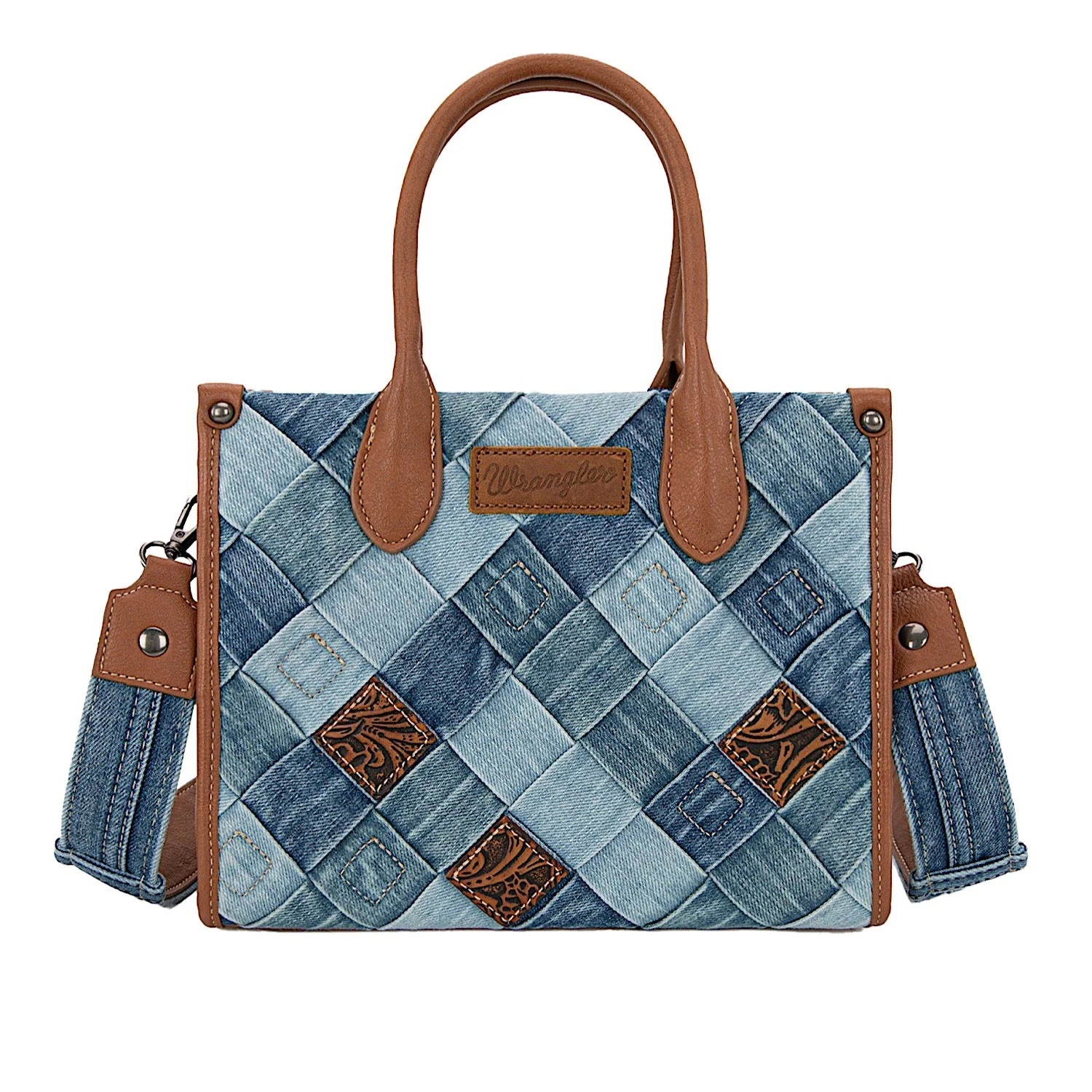 Wrangler Women's Denim Patchwork Crossbody Bag - Denim