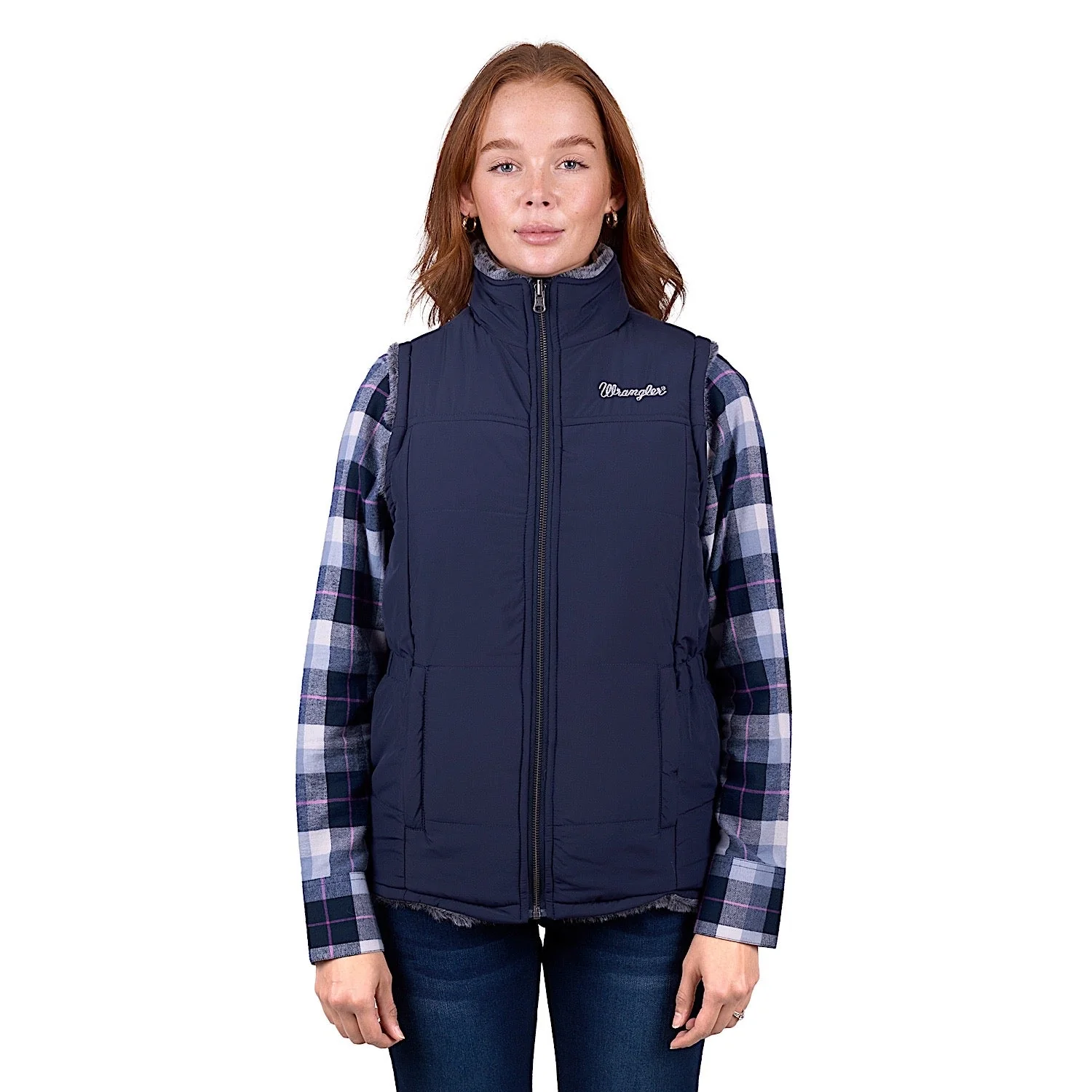 Wrangler Women's Denver Reversible Vest - Navy/Charcoal - Image 2