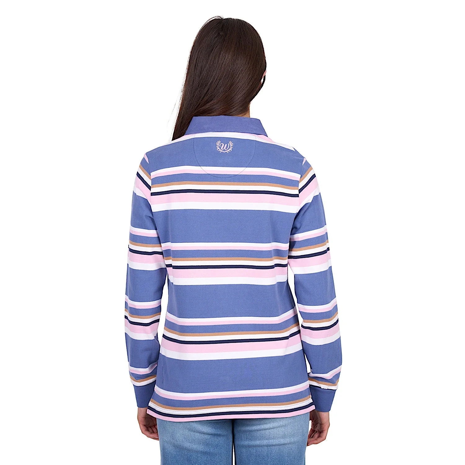 Wrangler Women's Easton Stripe Rugby - Blue/Pink - Image 3