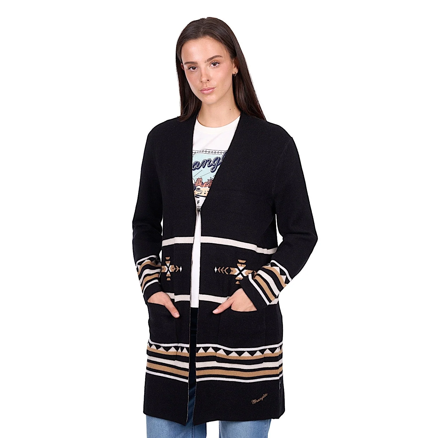 Wrangler Women's Fiona Cardigan - Black/Tan