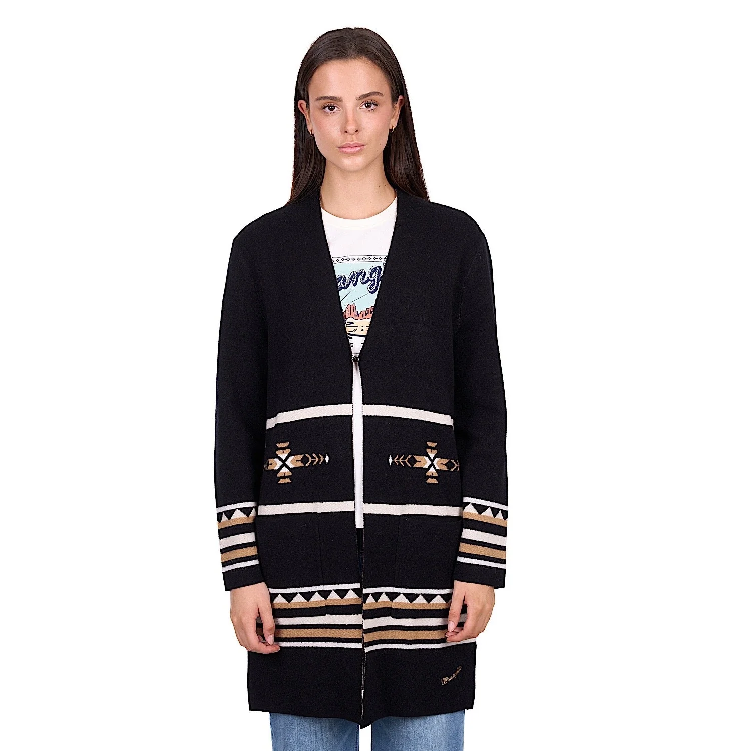Wrangler Women's Fiona Cardigan - Black/Tan - Image 3