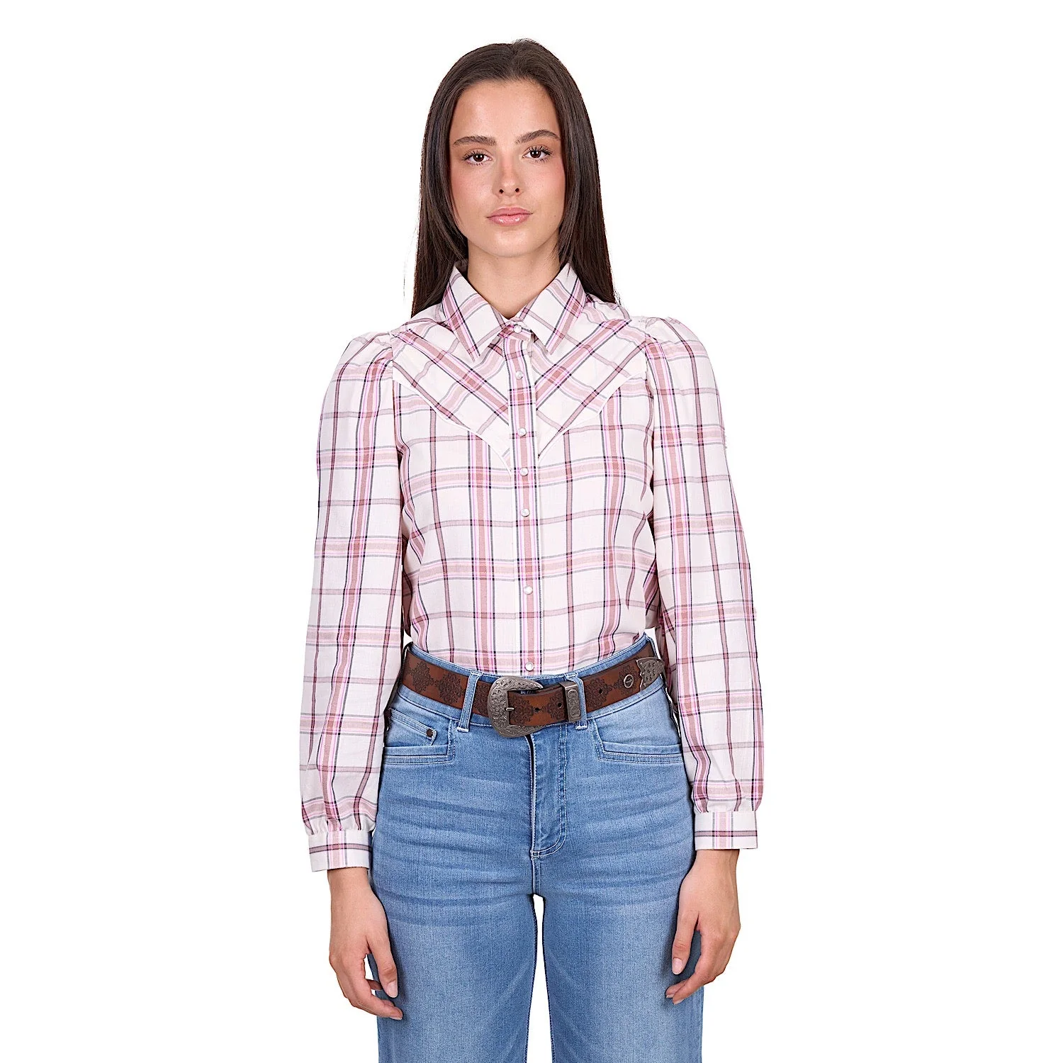 Wrangler Women's Henley Shirt - Ivory/Pink - Image 2