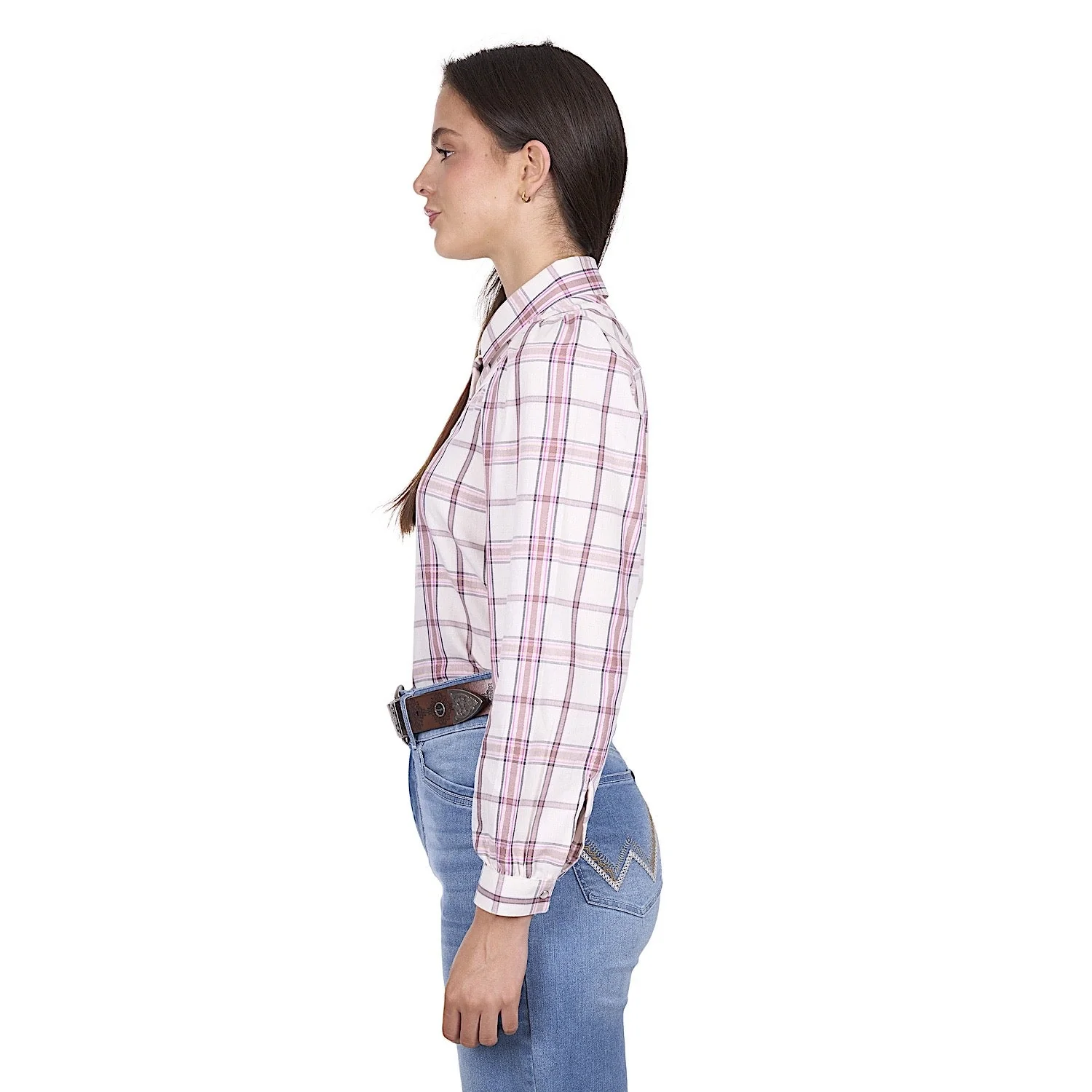Wrangler Women's Henley Shirt - Ivory/Pink - Image 3