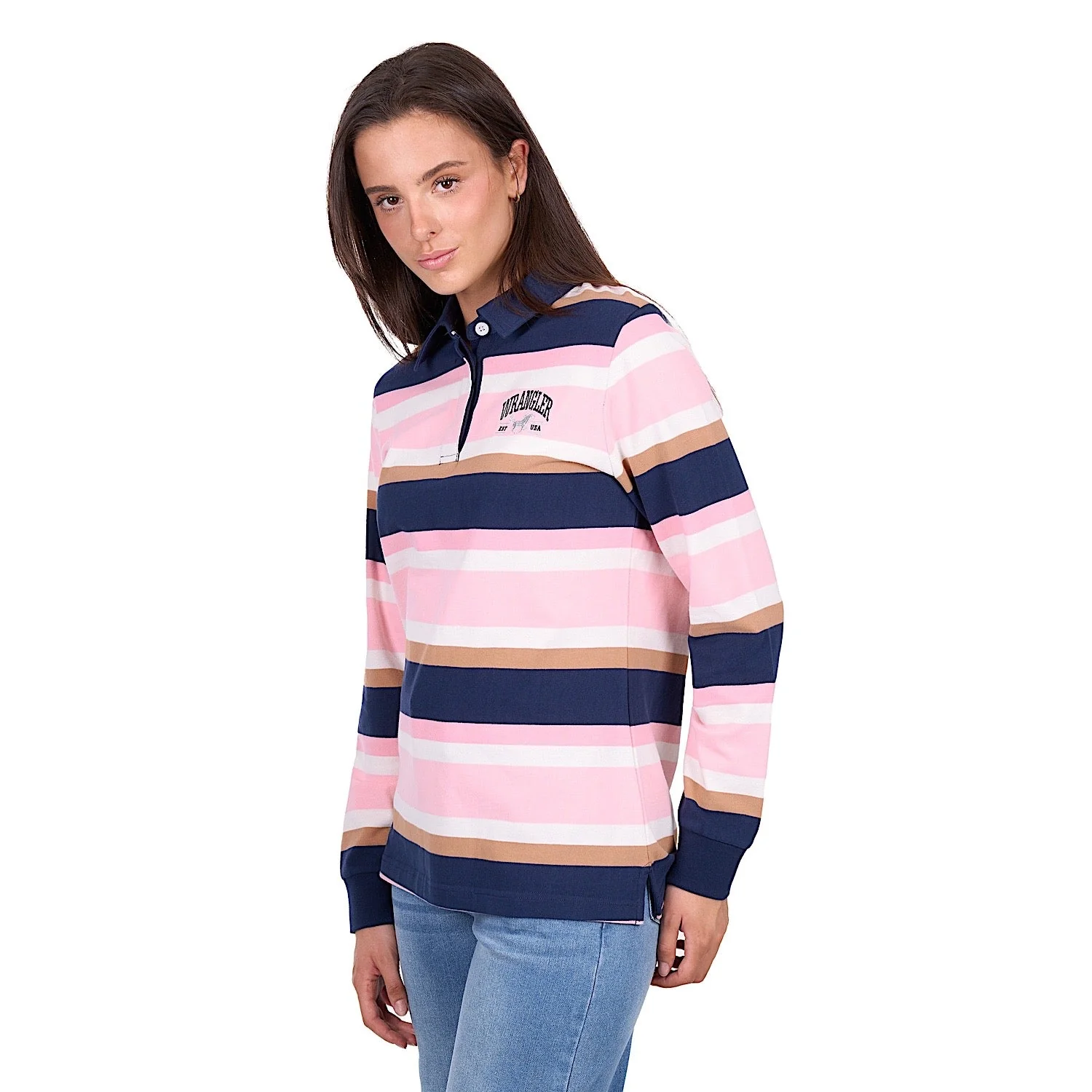 Wrangler Women's Hollie Rugby - Pink/Navy