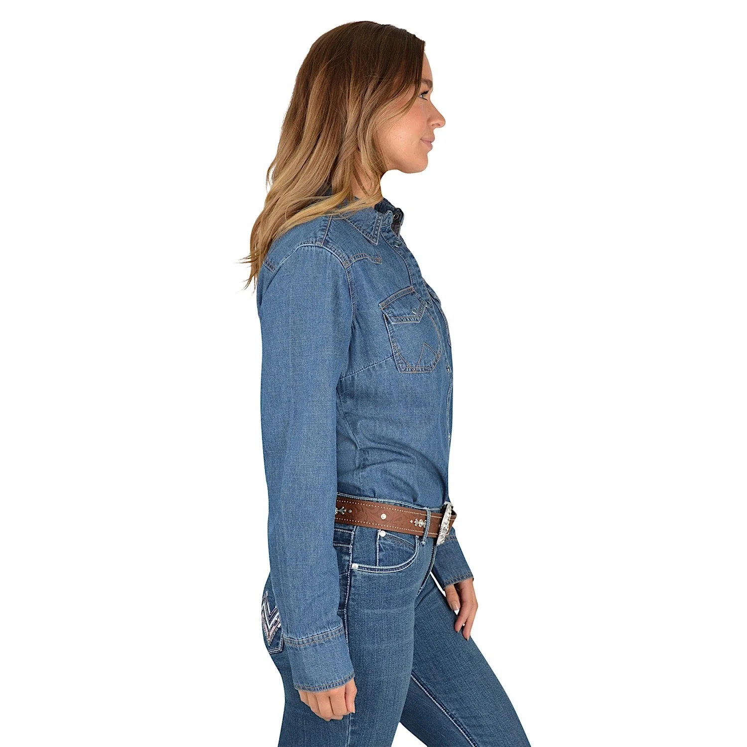 Wrangler Women's Jay Denim Western Shirt Denim - Image 3