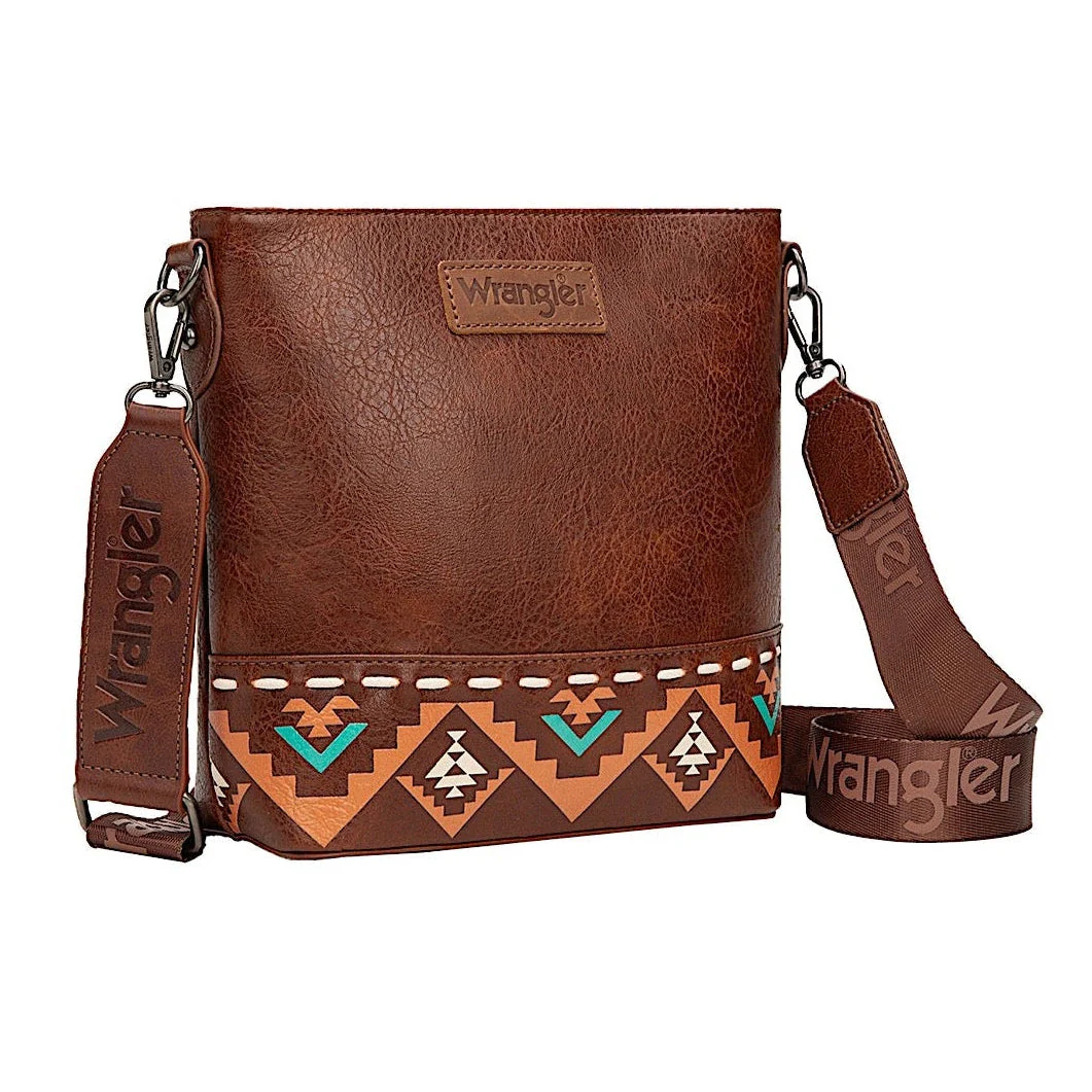 Wrangler Women's Lana Aztec Print Crossbody Bag - Tan