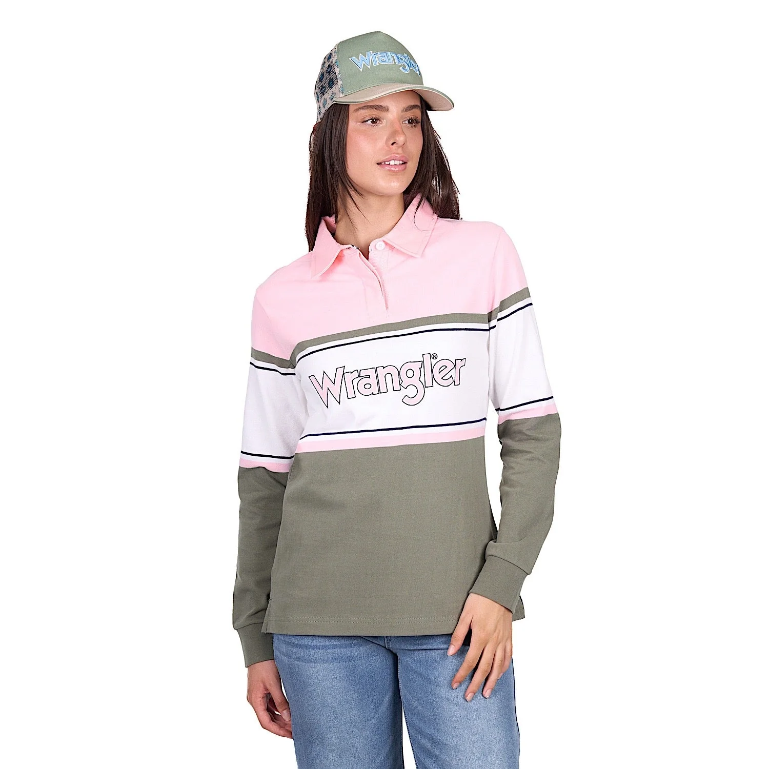 Wrangler Women's Luella Rugby - Green/Pink