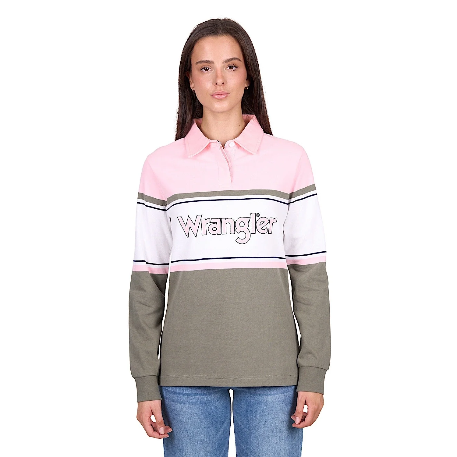 Wrangler Women's Luella Rugby - Green/Pink - Image 2