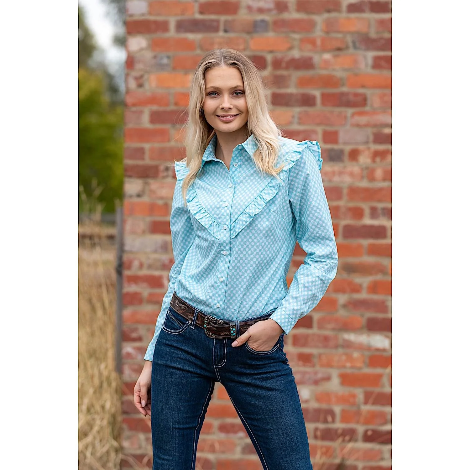 Wrangler Women's Paola Shirt Aqua - Image 4