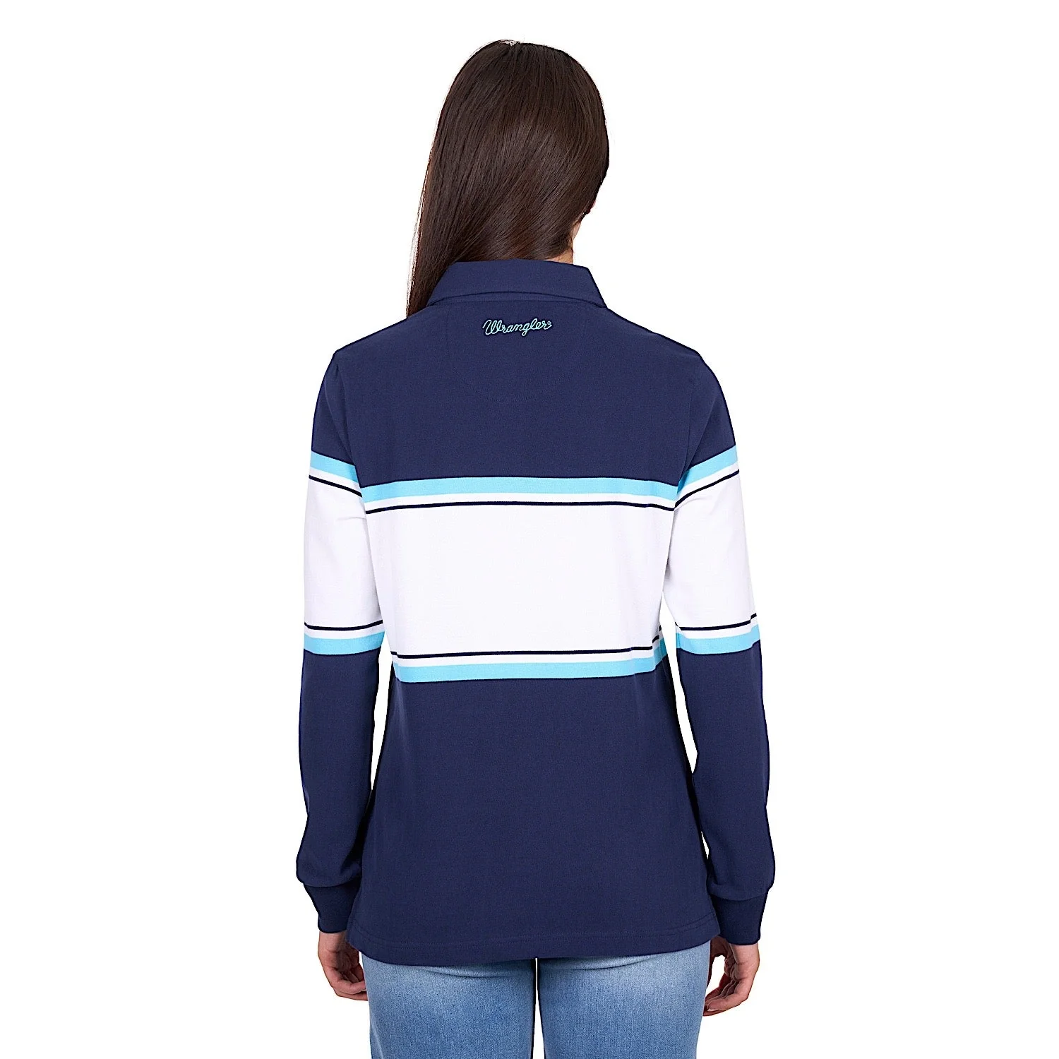 Wrangler Women's Piper Rugby - Navy/Light Blue - Image 4