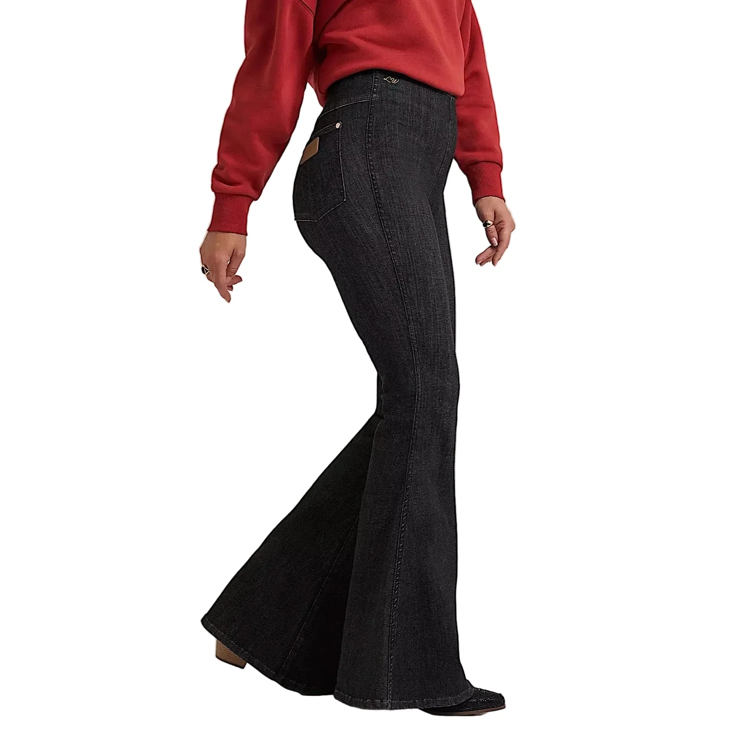 Wrangler X Lainey Wilson Women's Pull On Bell Bottom Jean - Black Wash - Image 2
