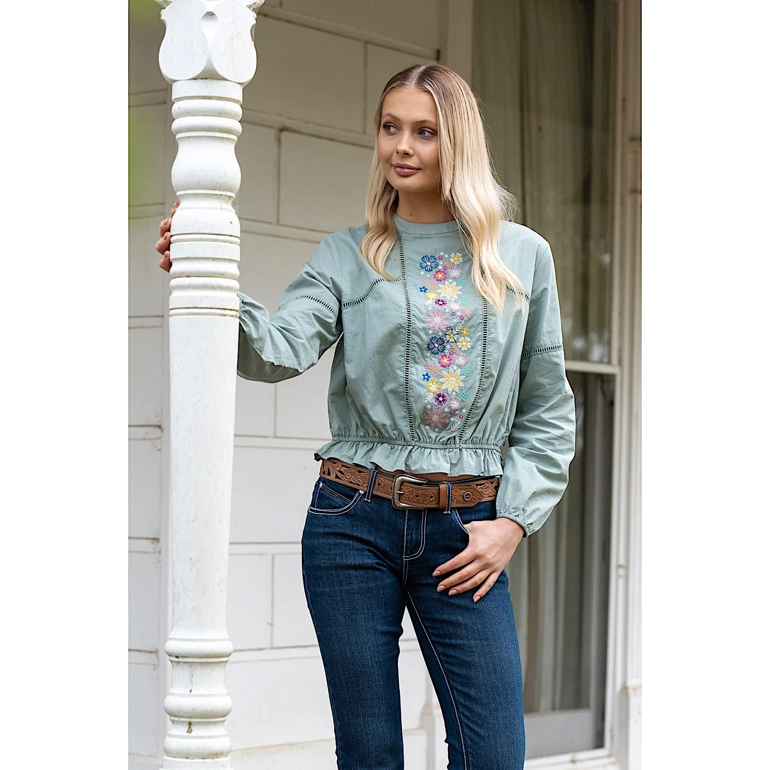 Wrangler Women's Ryleigh Blouse Lily Pad - Image 4