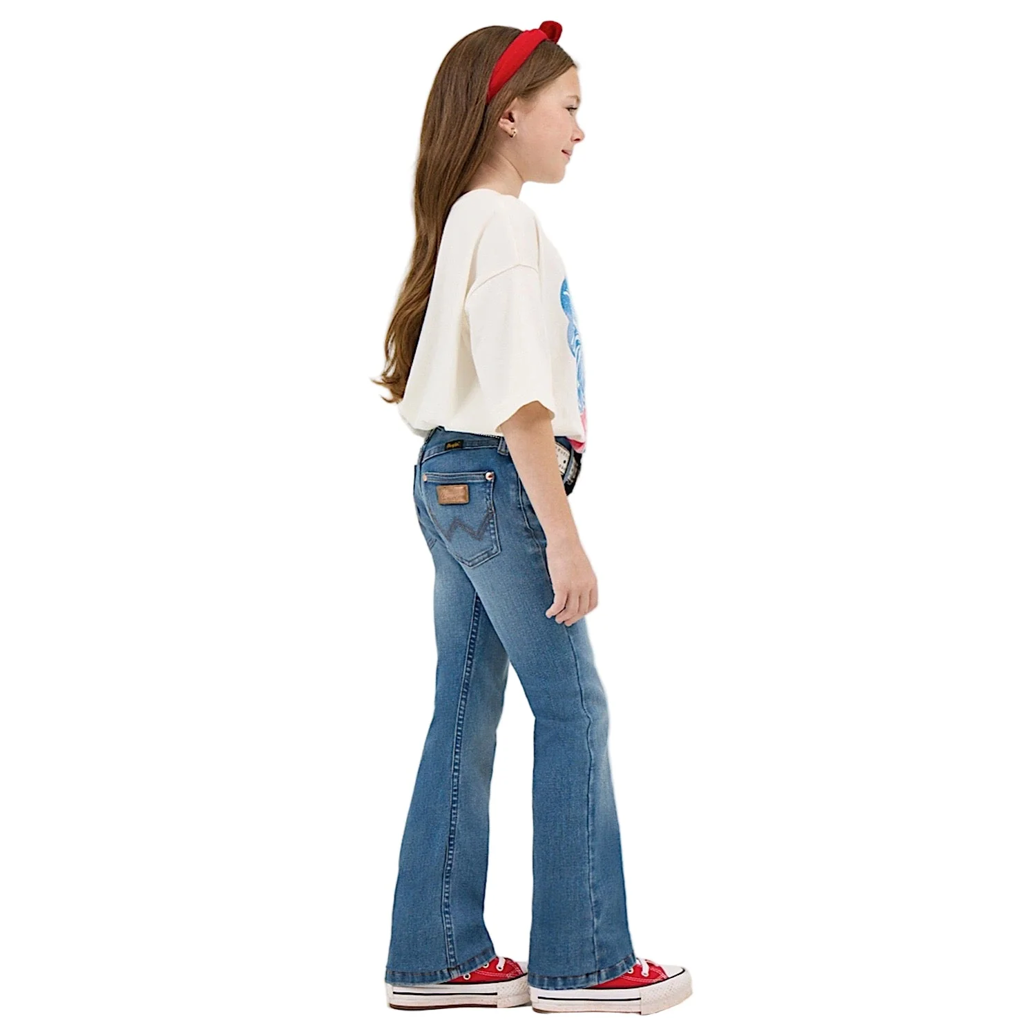 Wrangler X Lainey Wilson Girls High Rise Boot Hugger Jeans - Blue Wash - Image 2