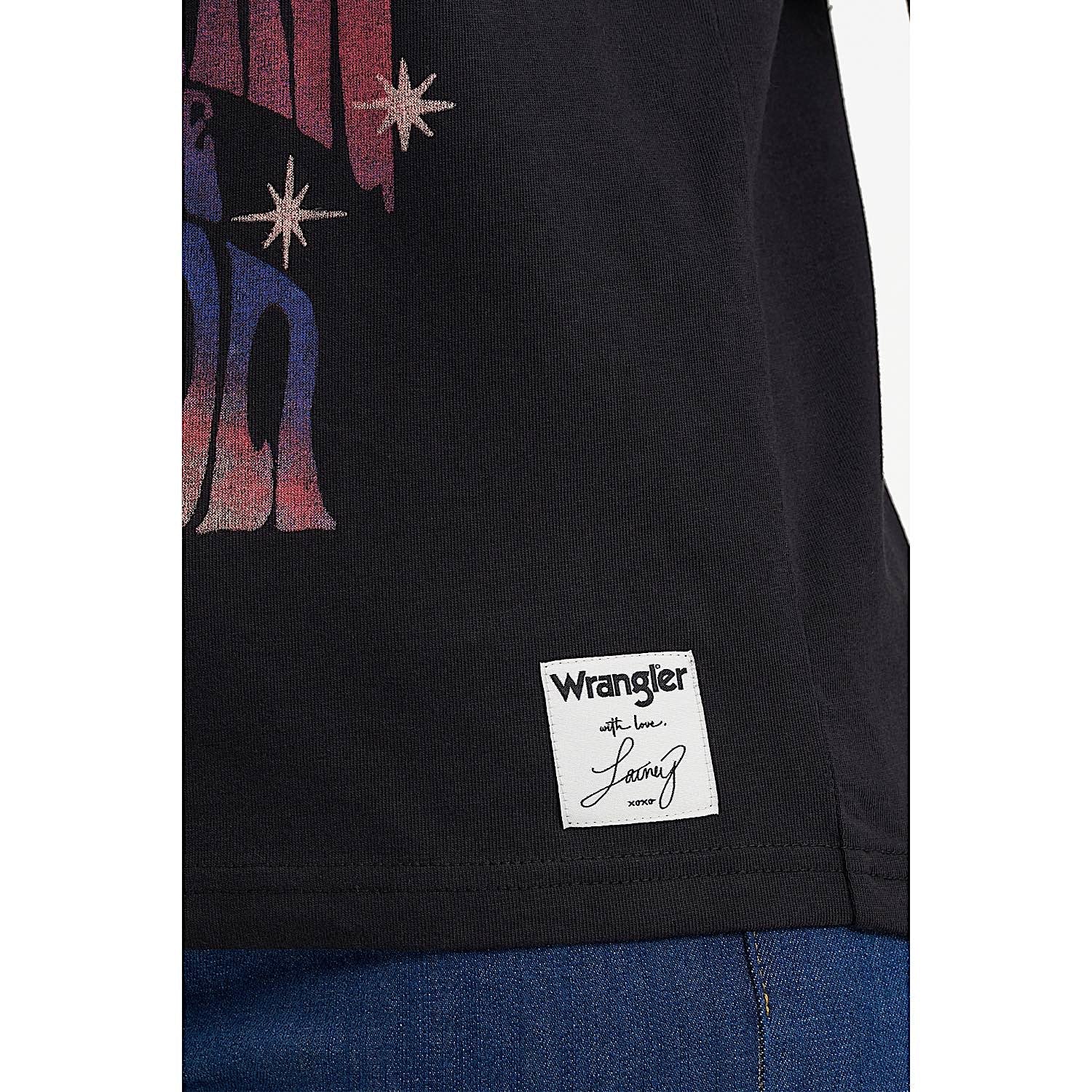 Wrangler X Lainey Wilson Womens Regular Fit Moon T-Shirt - Black - Image 3